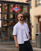 Box Fit Stripped Oxford Shirt Short Sleeves/2331