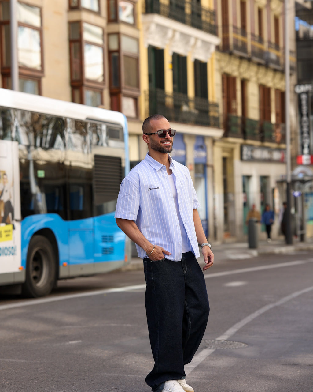 Box Fit Oxford Shirt Short Sleeves With Bold Striped/2331