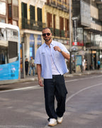 Box Fit Oxford Shirt Short Sleeves With Bold Striped/2331