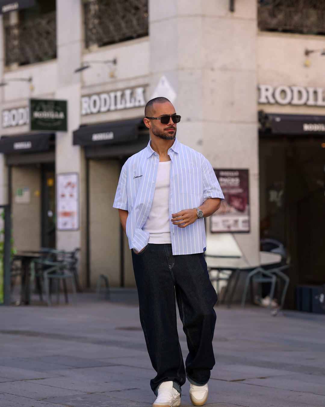 Box Fit Oxford Shirt Short Sleeves With Bold Striped/2331