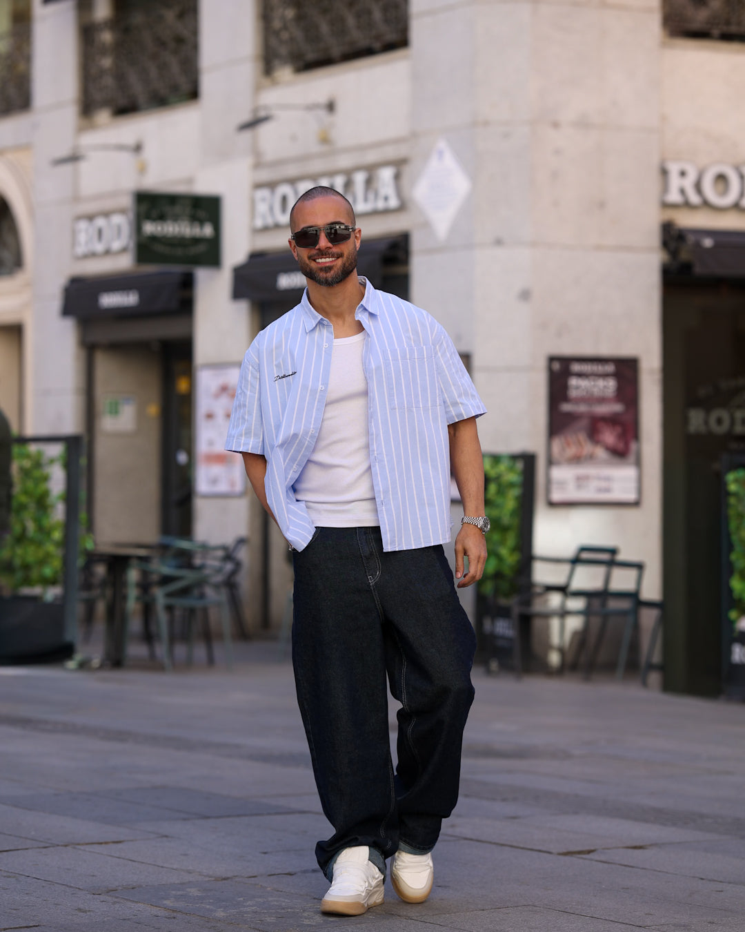 Box Fit Oxford Shirt Short Sleeves With Bold Striped/2331