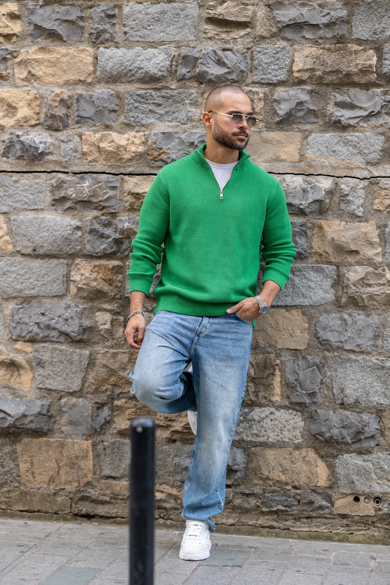 Basic Regular Fit Knitwear With Half Zipper/5026