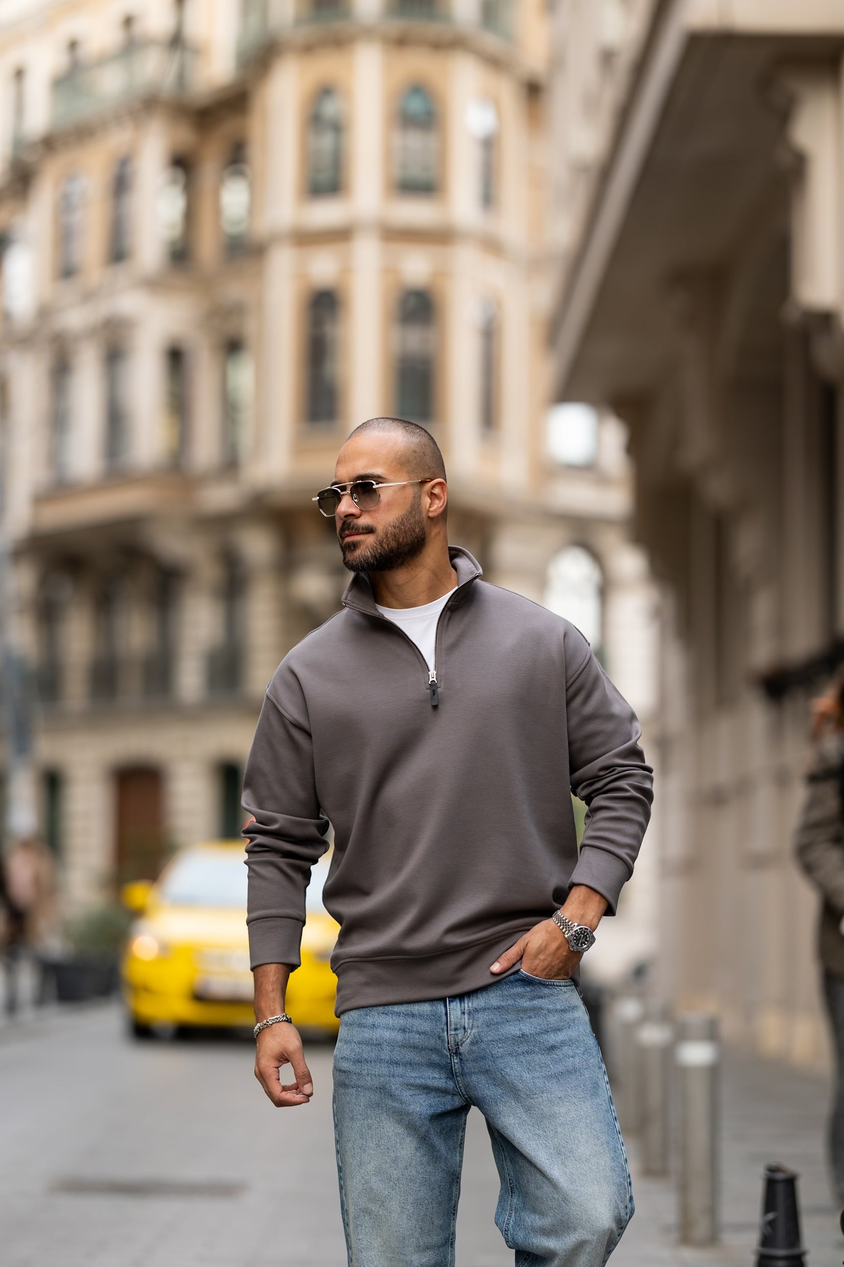 Basic Half Zipper Oversized Hoodie/4573