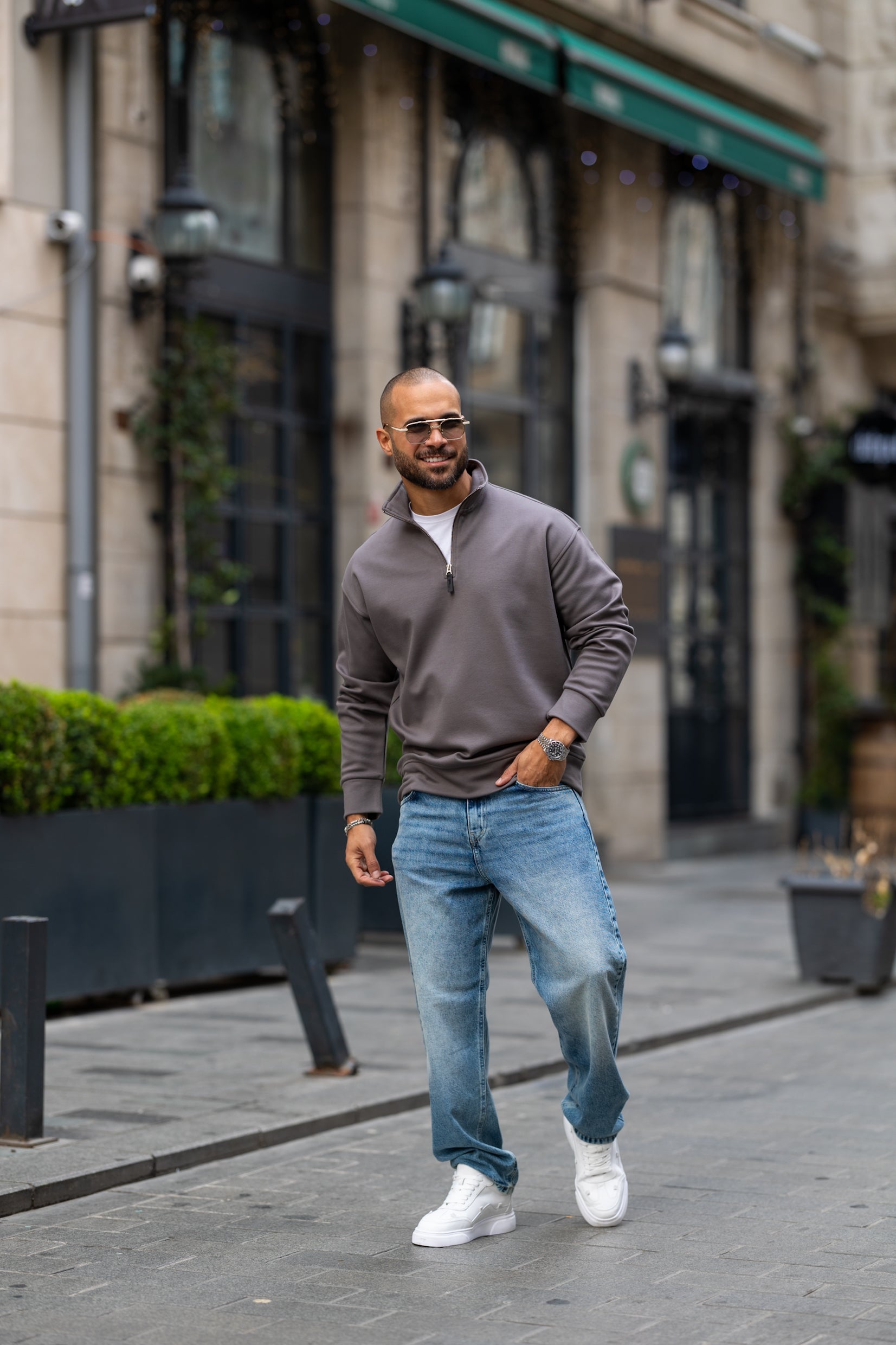 Basic Half Zipper Oversized Hoodie/4573