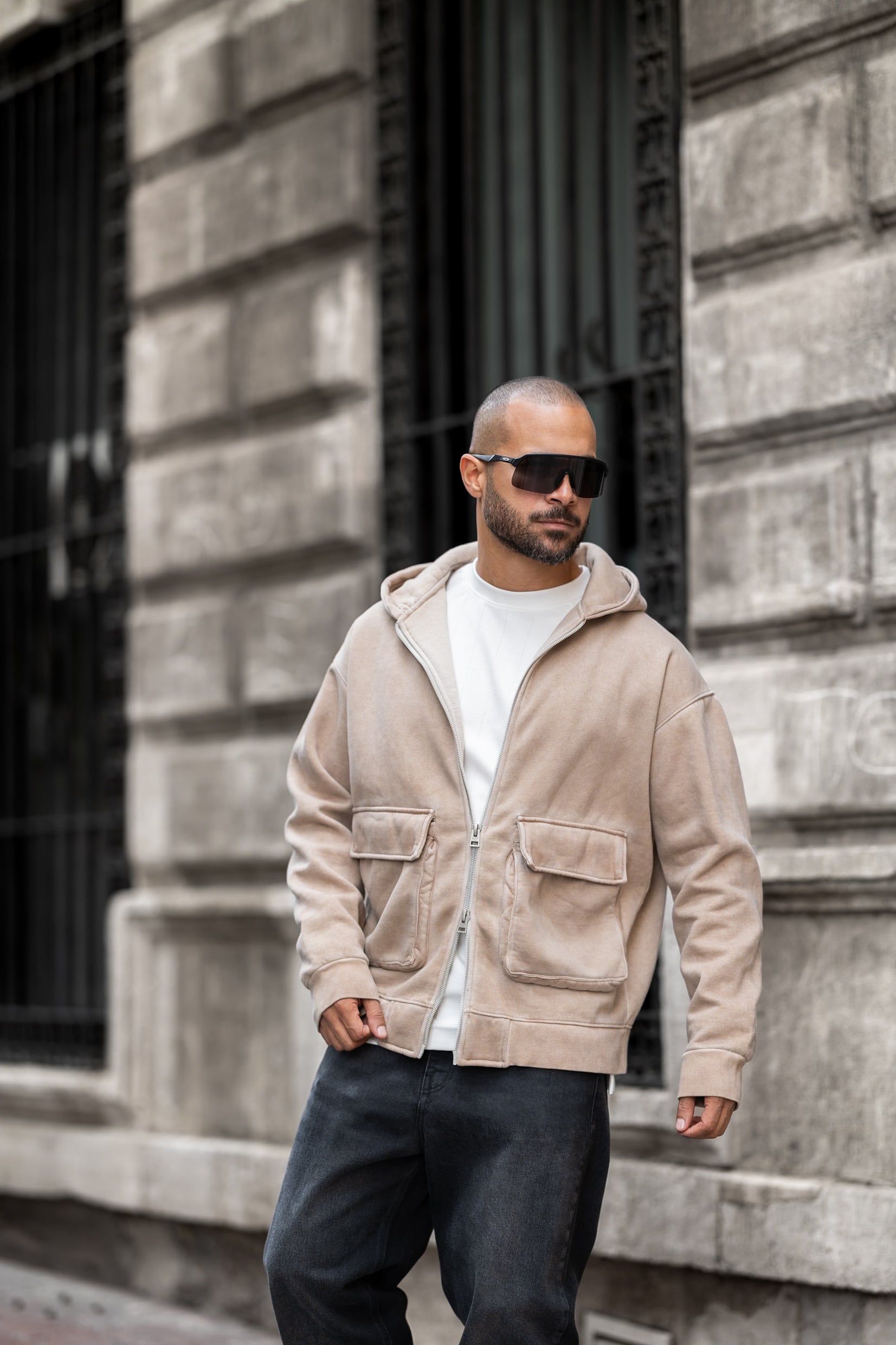 Basic Relaxed Fit Oxid Hoodie With Zipper/4564