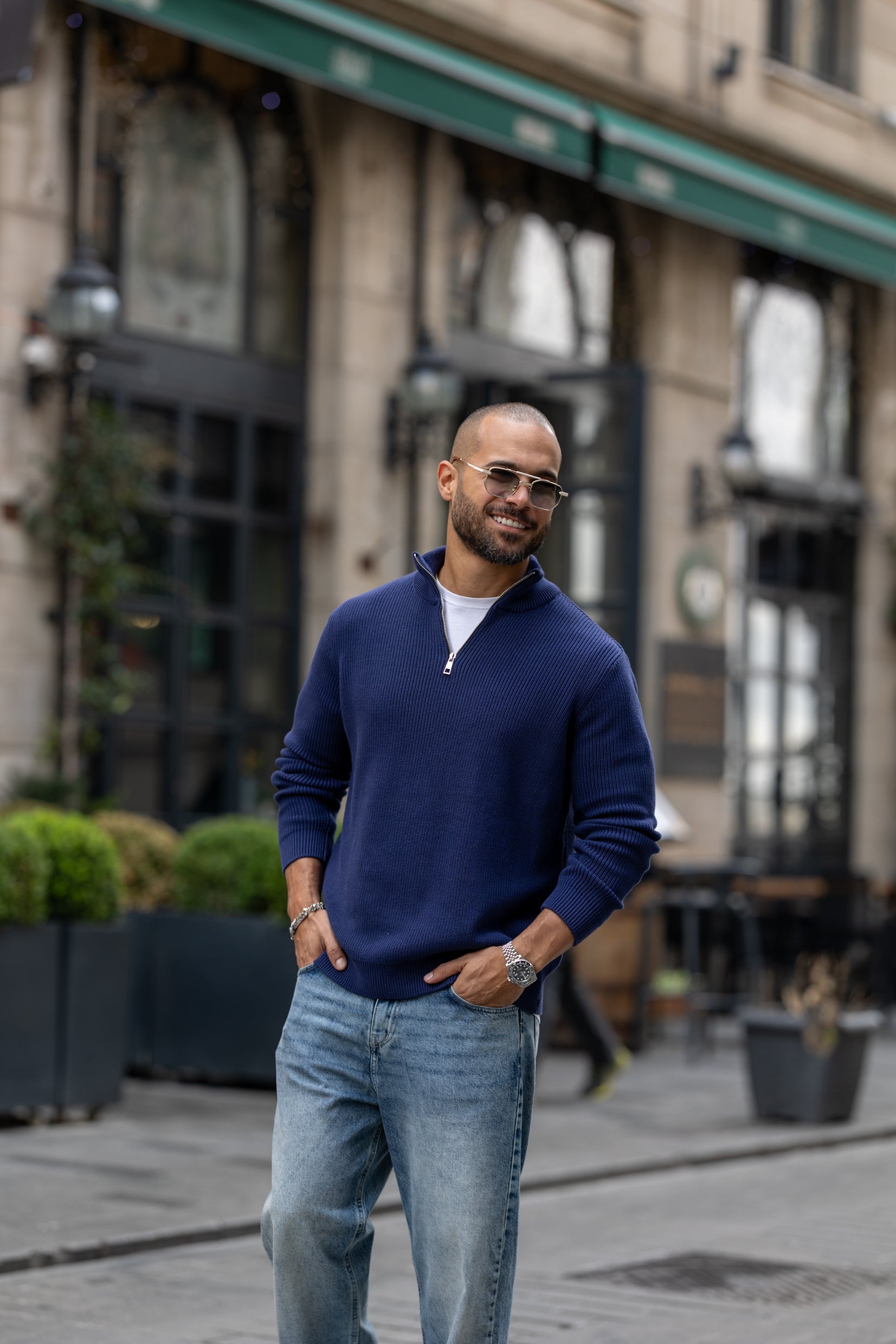 Basic Regular Fit Knitwear With Half Zipper/5026