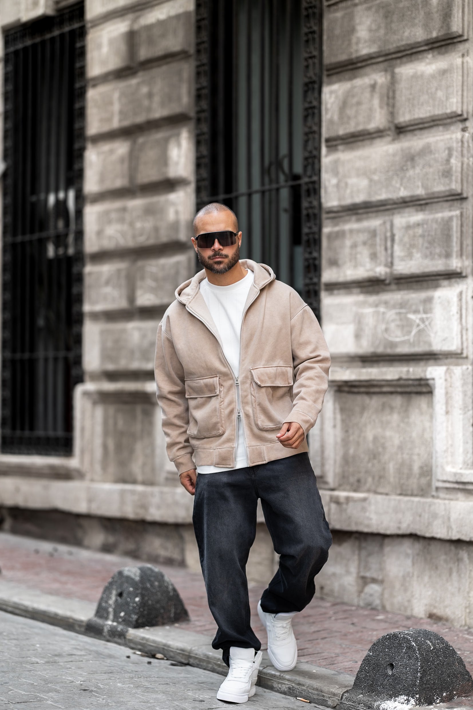 Basic Relaxed Fit Oxid Hoodie With Zipper/4564