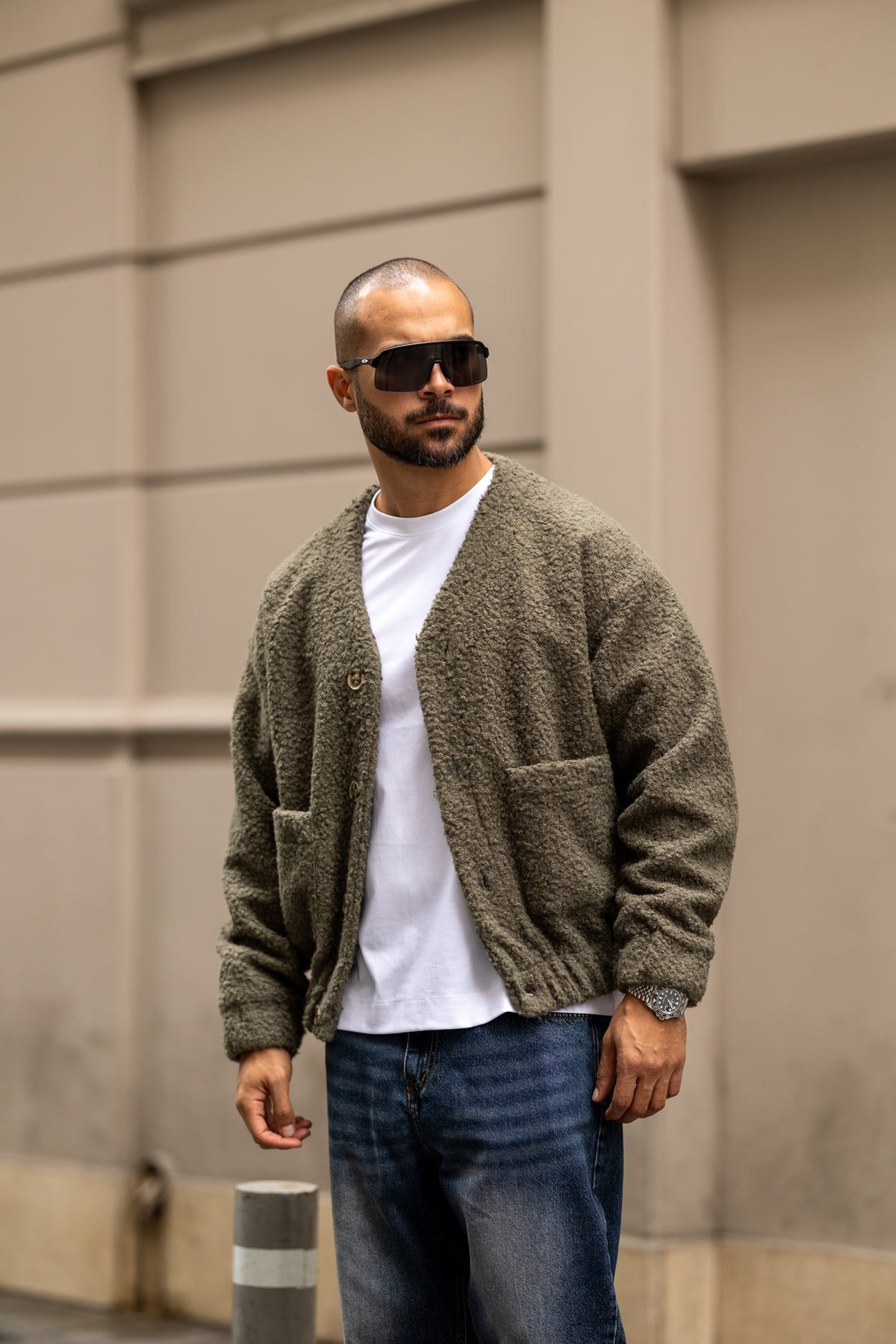 Basic Oversized Wool Shirt With Two Pockets/3468