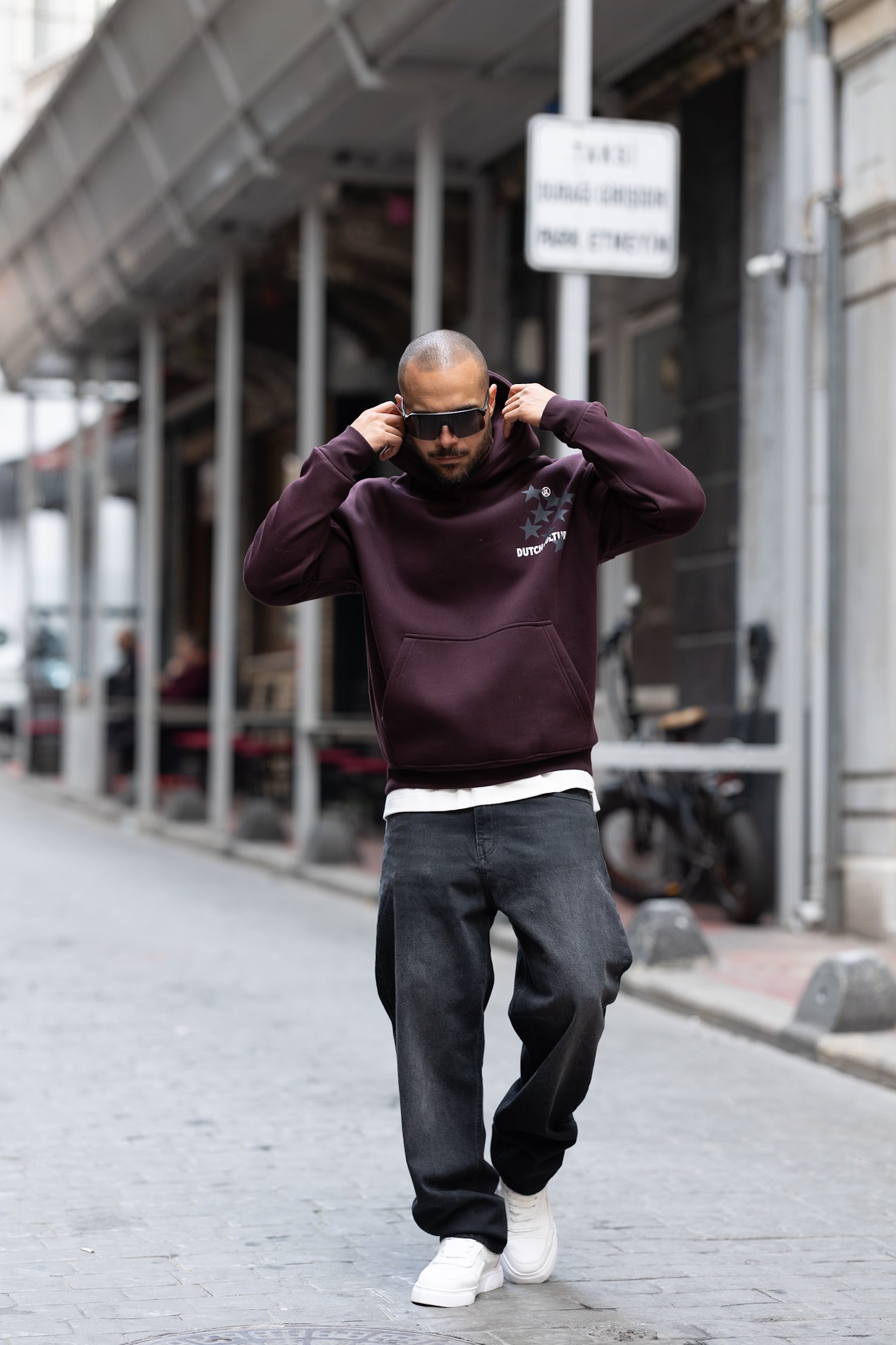 Relaxed Fit Printed Hoodie/4554