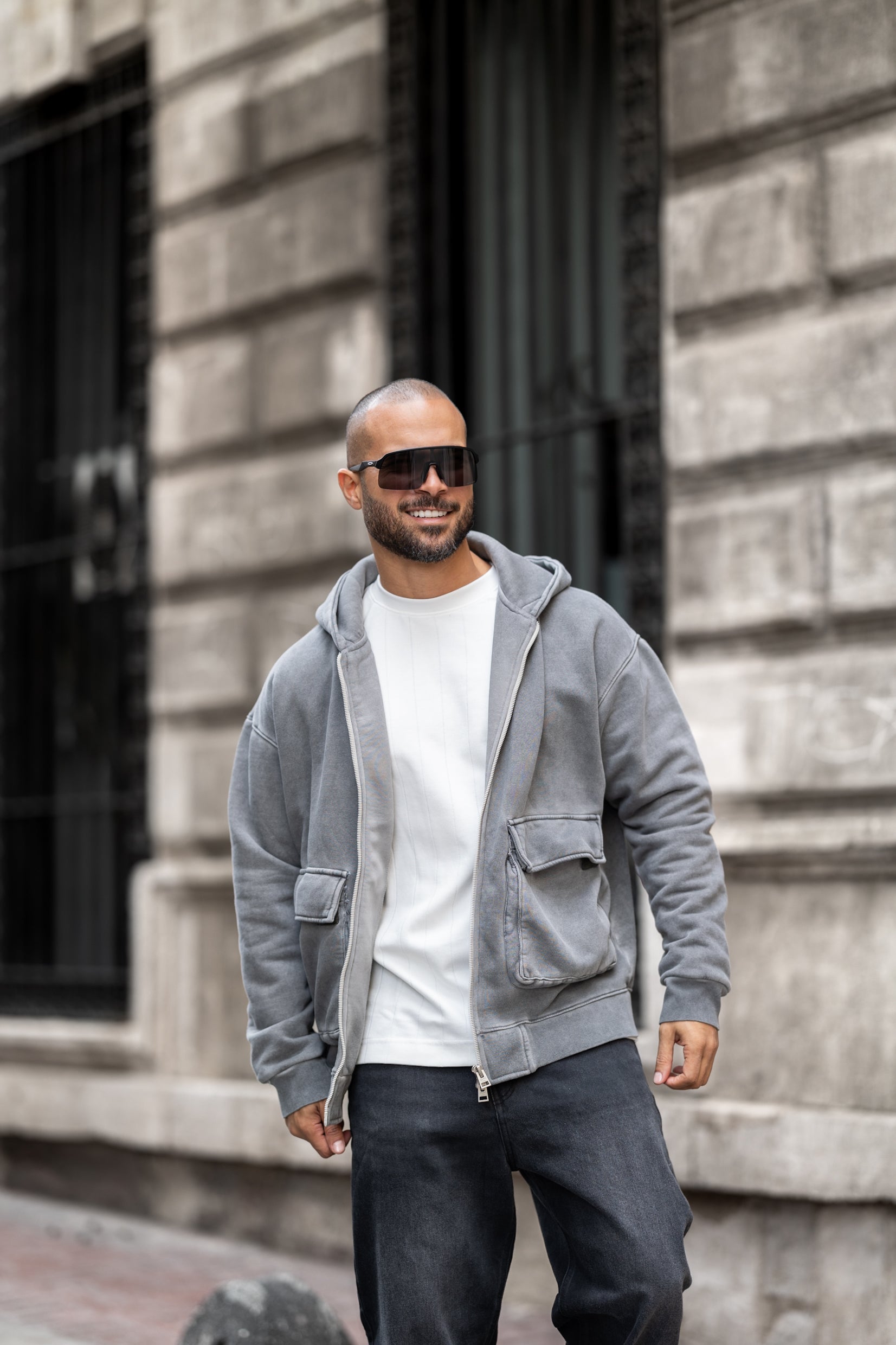 Basic Relaxed Fit Oxid Hoodie With Zipper/4564