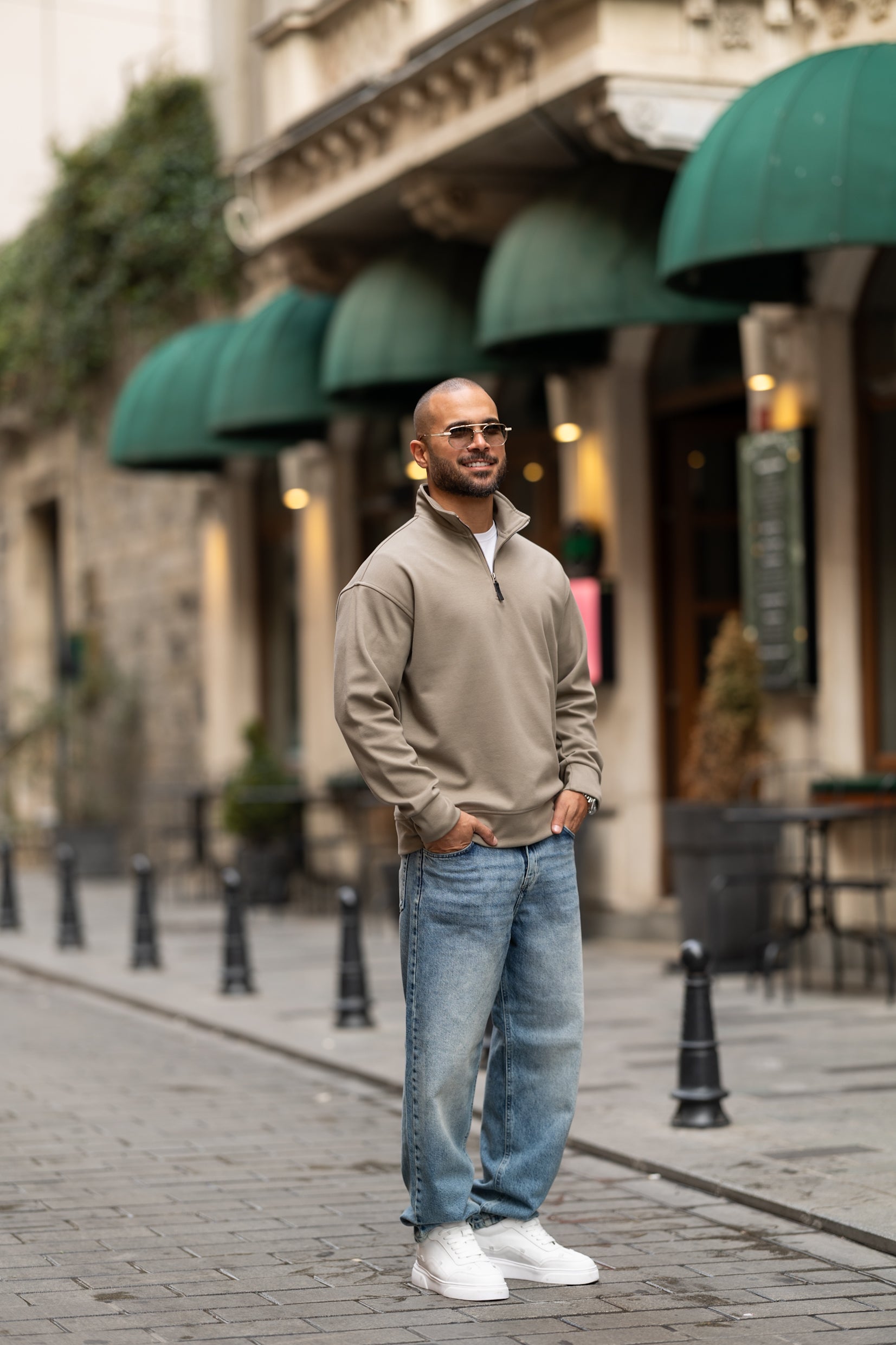 Basic Half Zipper Oversized Hoodie/4573