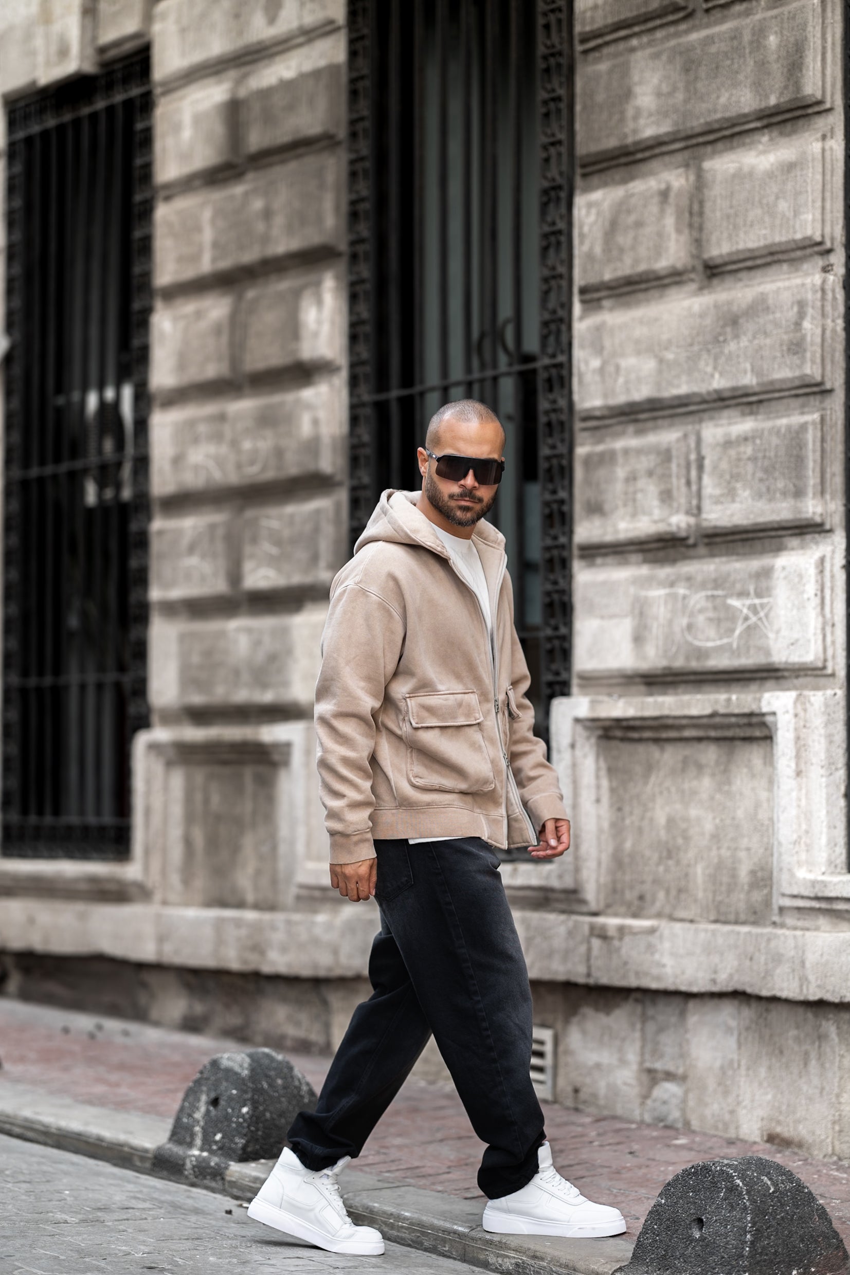 Basic Relaxed Fit Oxid Hoodie With Zipper/4564