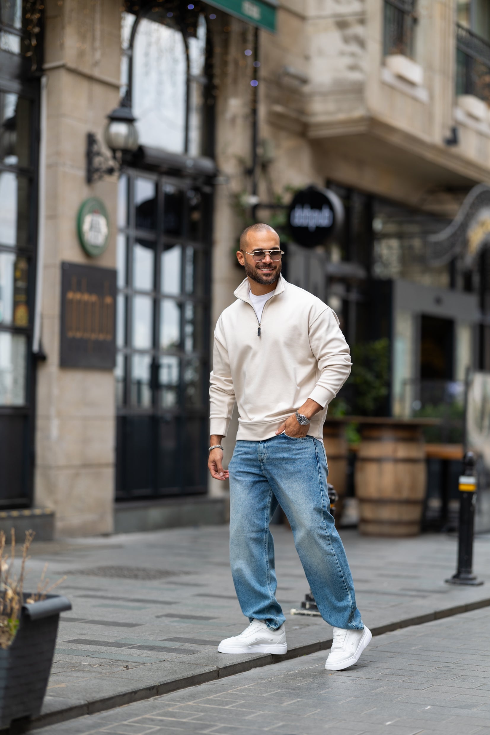 Basic Half Zipper Oversized Hoodie/4573