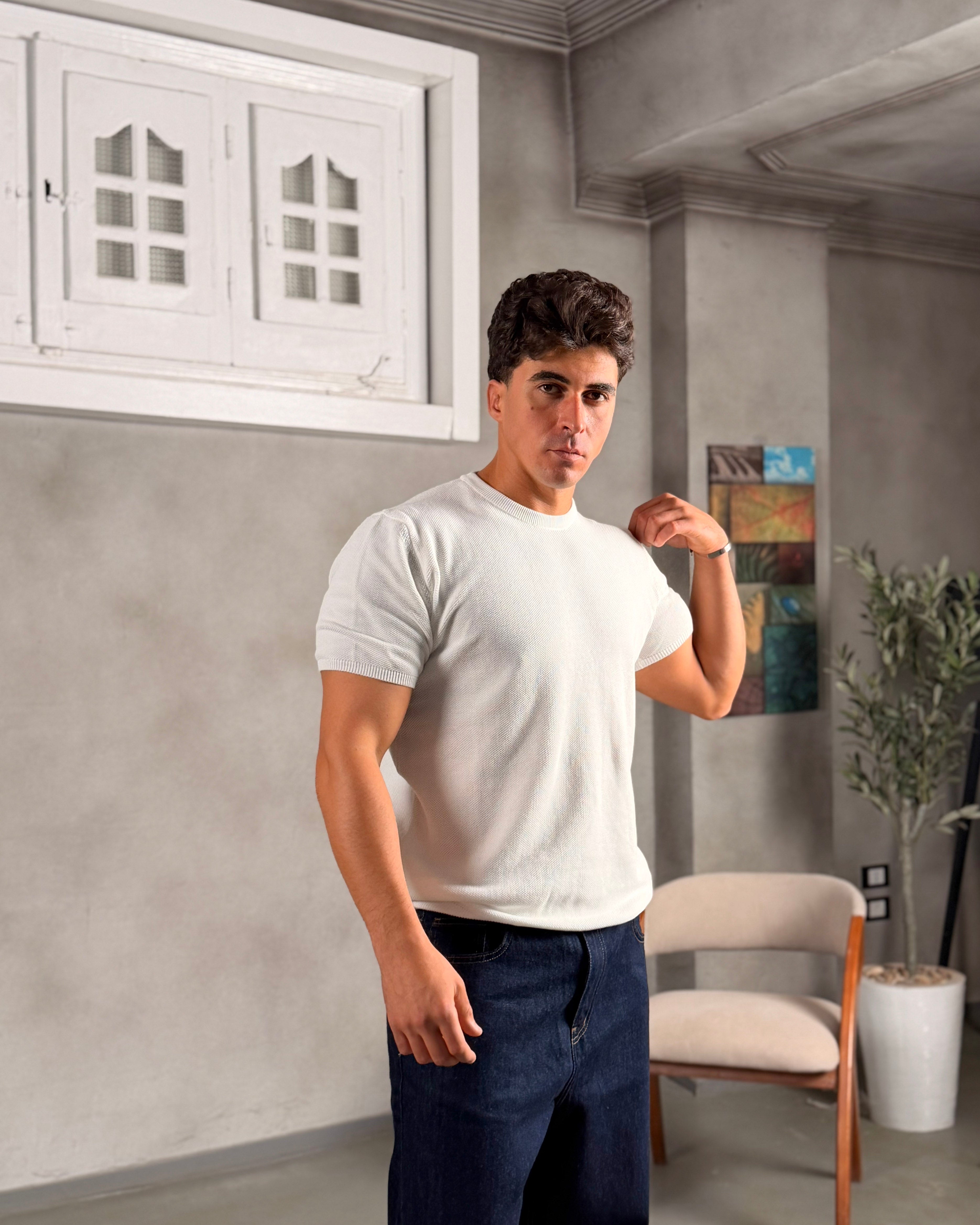 Basic Slim Fit knitwear shirt 5040