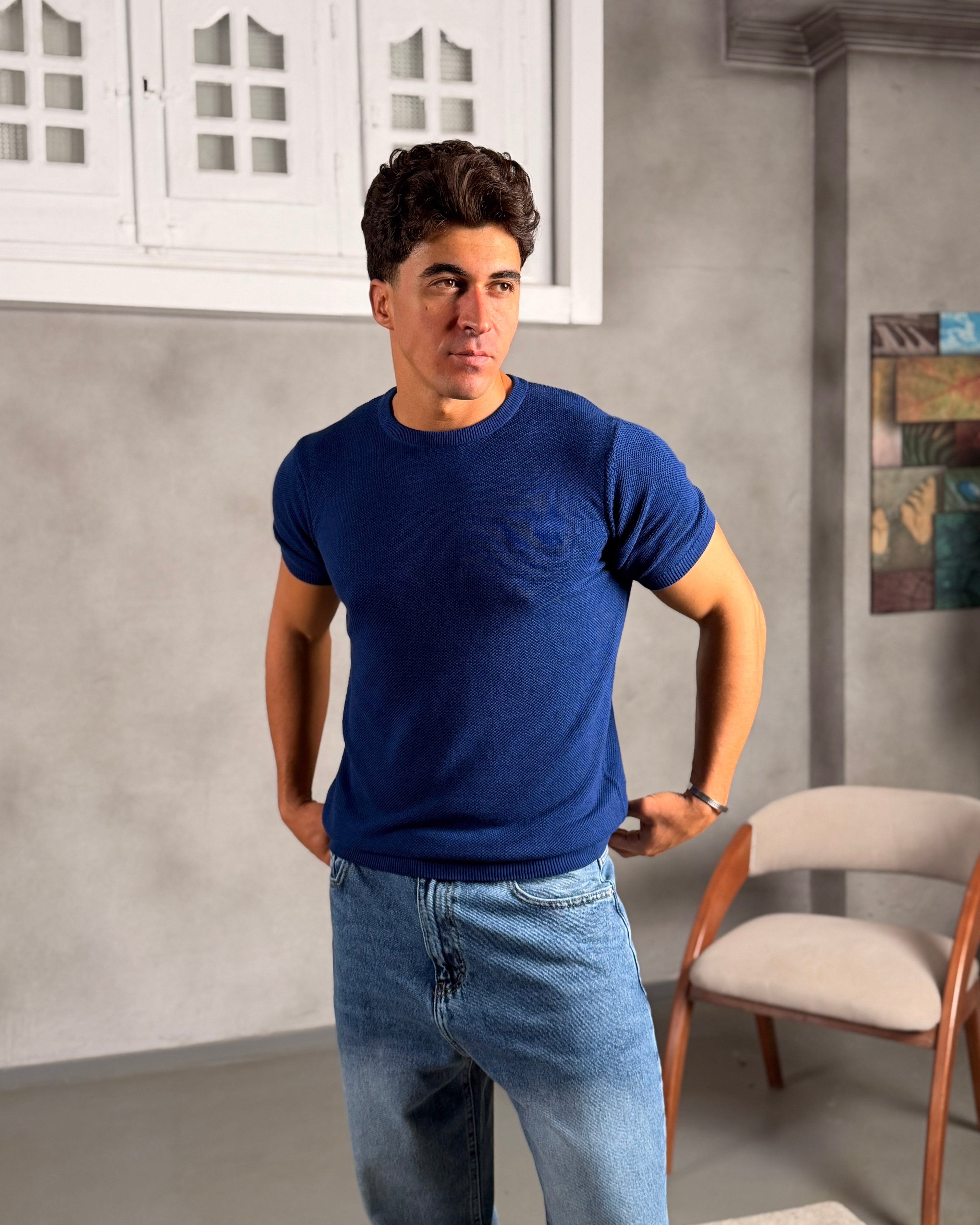 Basic Slim Fit knitwear shirt 5040