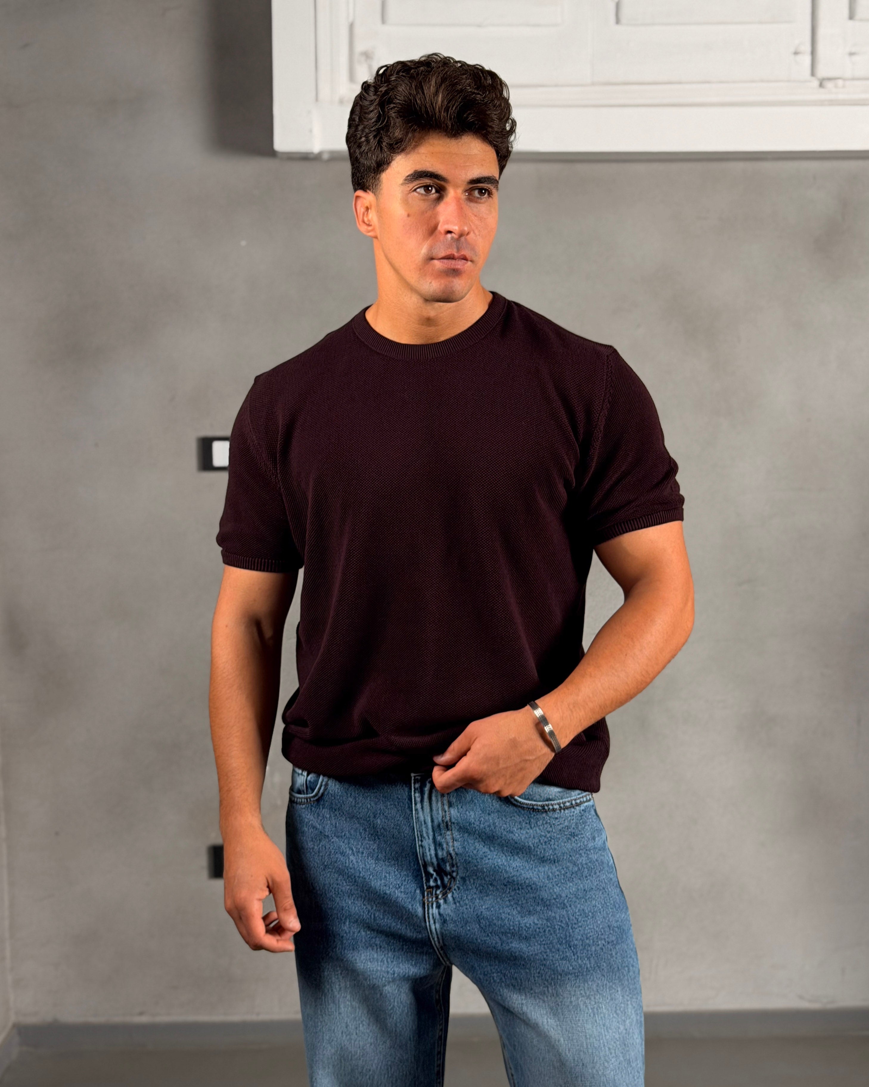 Basic Slim Fit knitwear shirt 5040