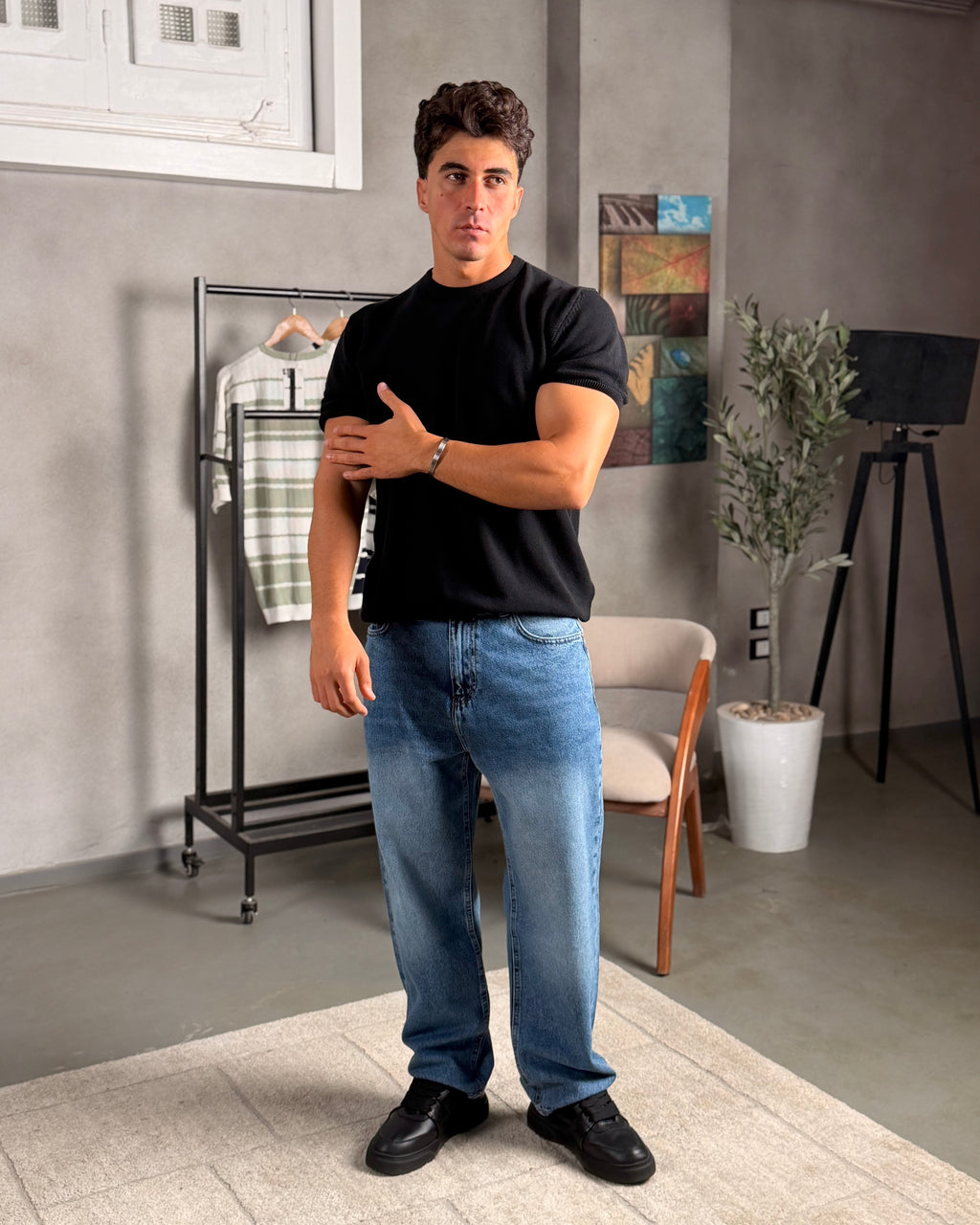Basic Slim Fit knitwear shirt 5040