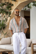 Stripped Shirt with Short Sleeves/2323