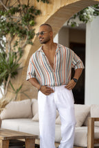 Stripped Shirt with Short Sleeves/2323