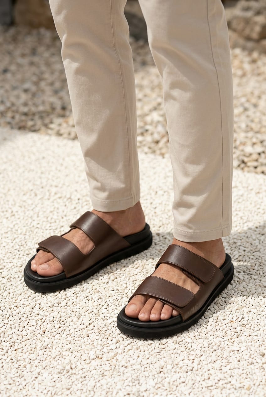 Basic Leather Strap Slipper/ 2026003